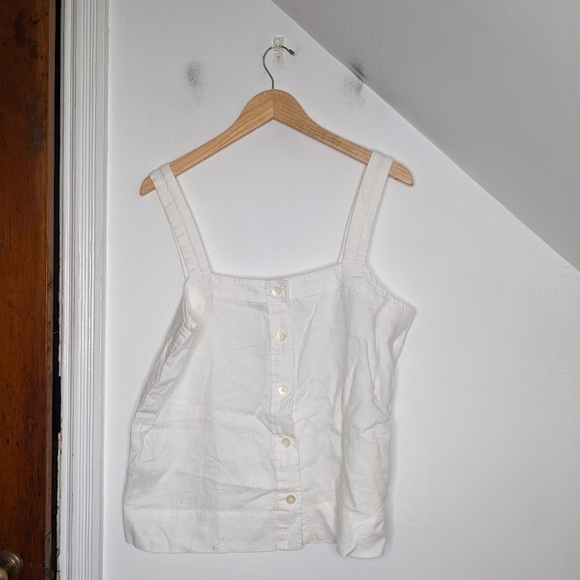 EVERLANE Apron Linen Button Front Tank Sleeveless White NEW Size 14 - Picture 1 of 7